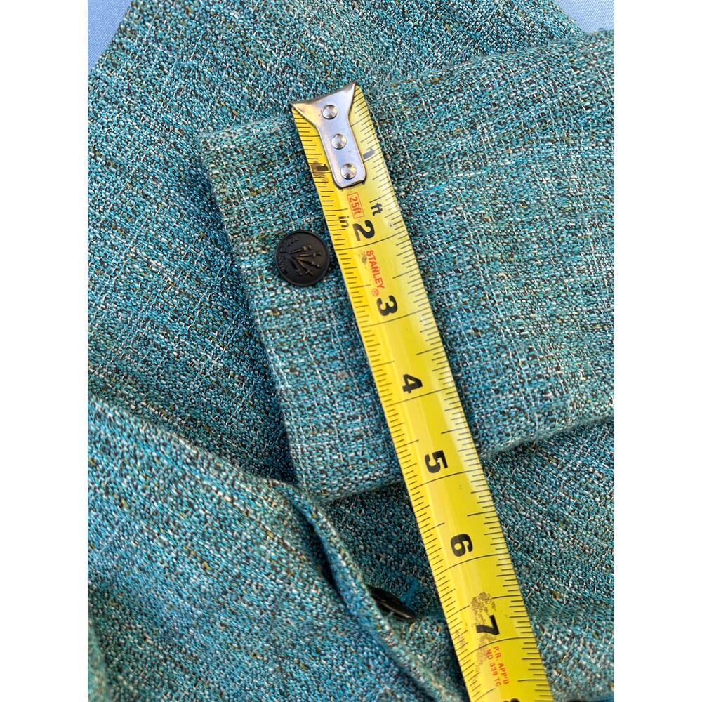 Rag & Bone Tweed Blazer Jacket Size 6 Teal Blue Cotton Linen Silk Blend USA - Picture 5 of 7